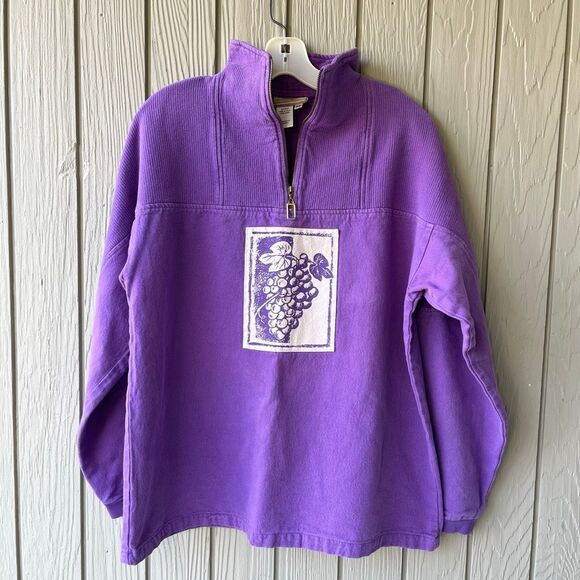 VTG 1984 Coldwater Creek Quarter Zip Pullover Grapes Patch Made USA - Picture 9 of 9